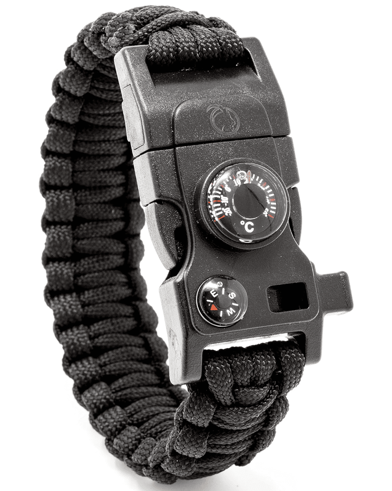 Bracelet De Survie Paracorde Vert Olive – Avec Boussole, Sifflet Et Firesteel