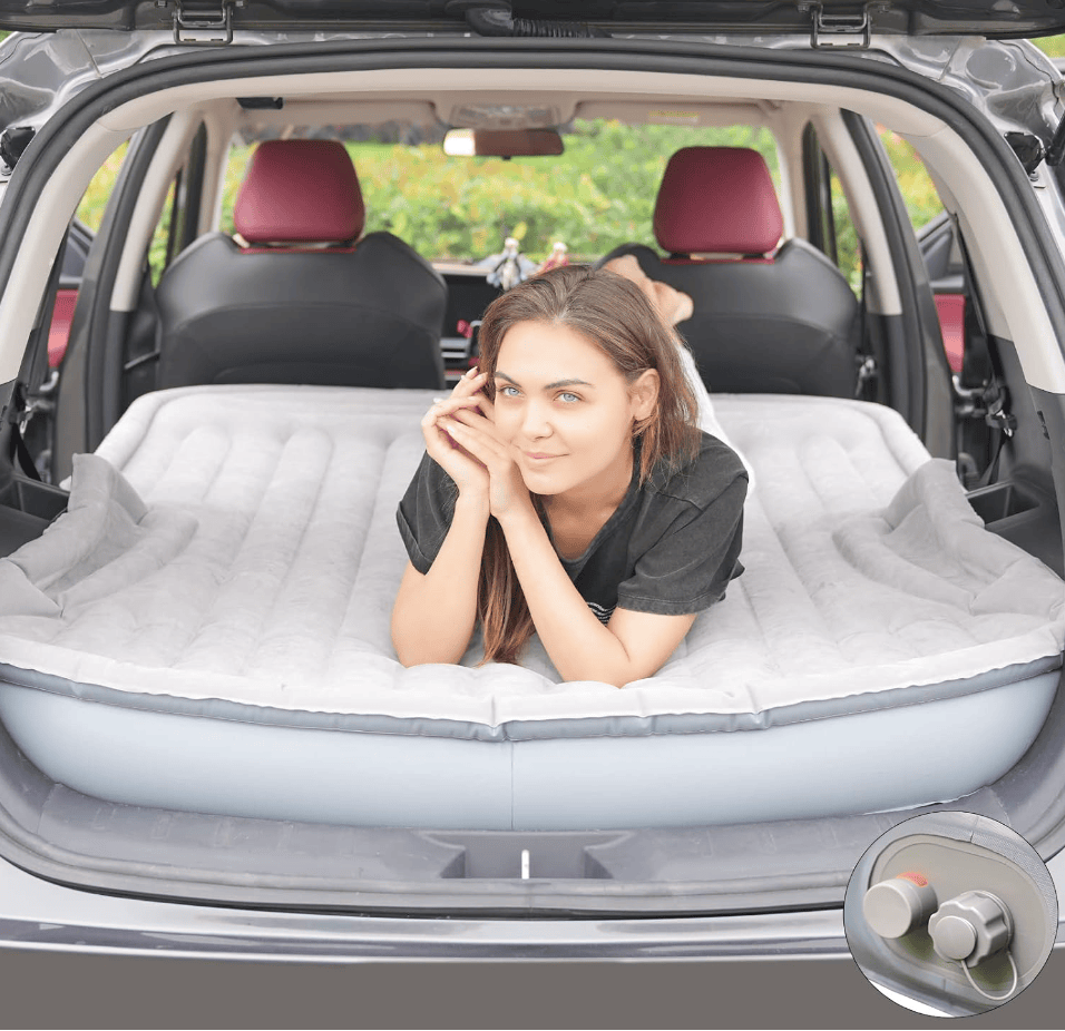 Matelas Gonflable Pour Voiture ABSOPRO – Sieste Voyage – Taille 130x30x40 Cm – PVC Respirant – Couleur Grise